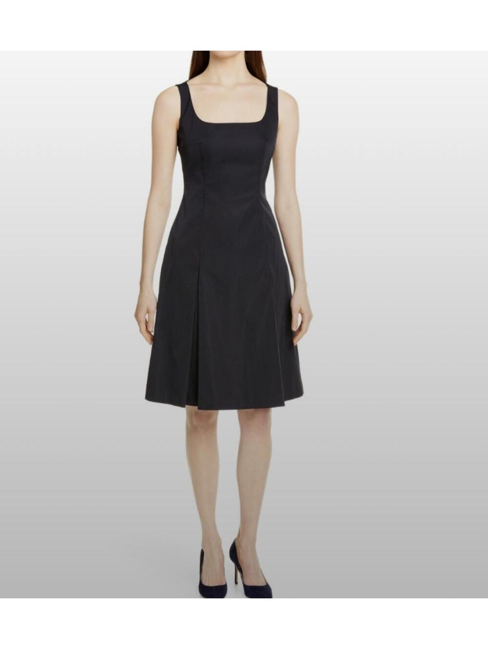 Boss Hugo Boss Dafa Pleated Front Square Neck Dress, Black, US Women's 12